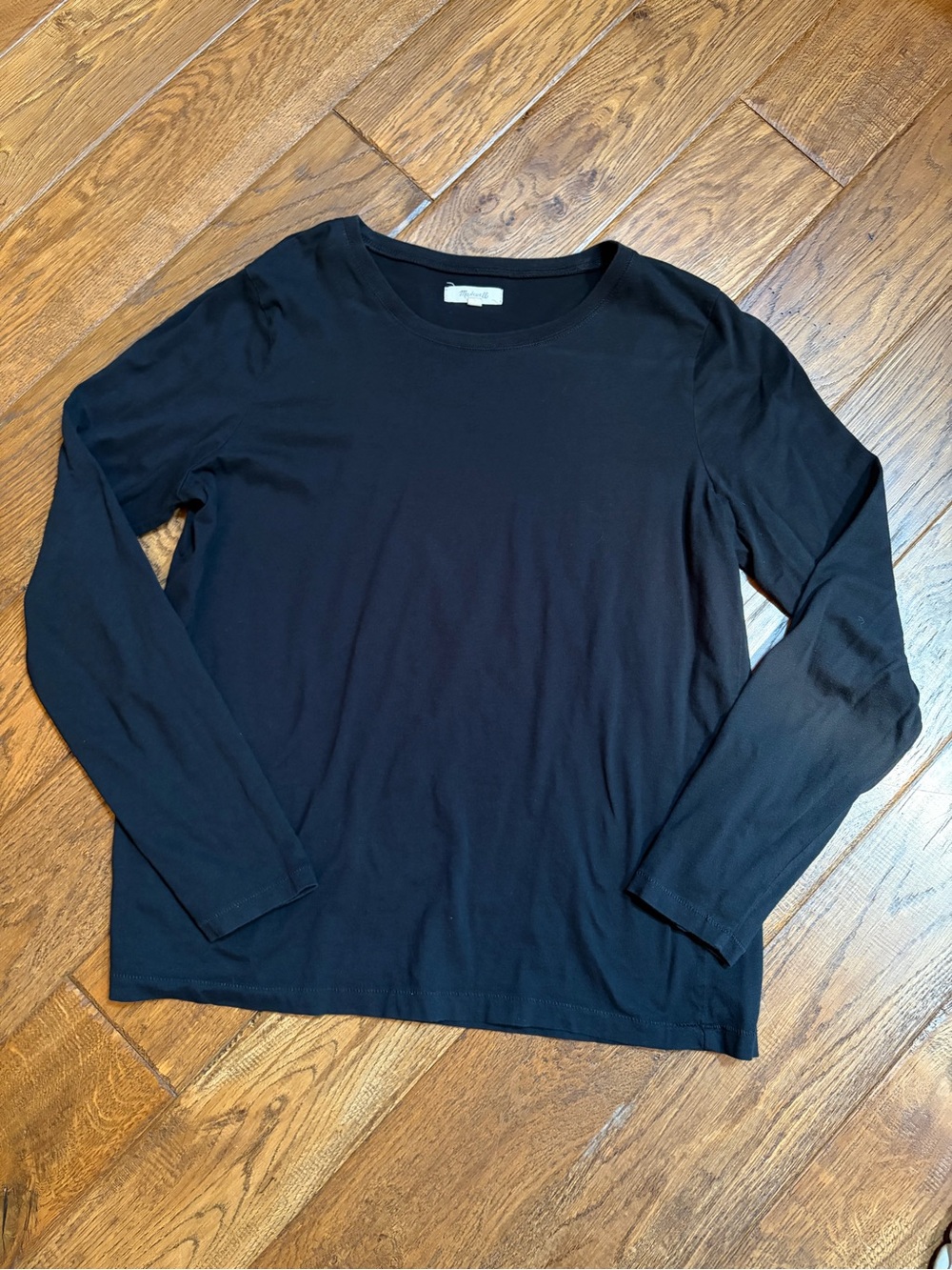Madewell Women’s Long-Sleeve Crew Neck Shirt - Black